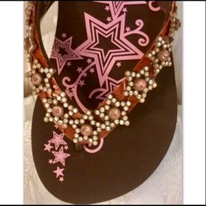 BLAZIN ROXX Rhinestone Stars Flip Flops